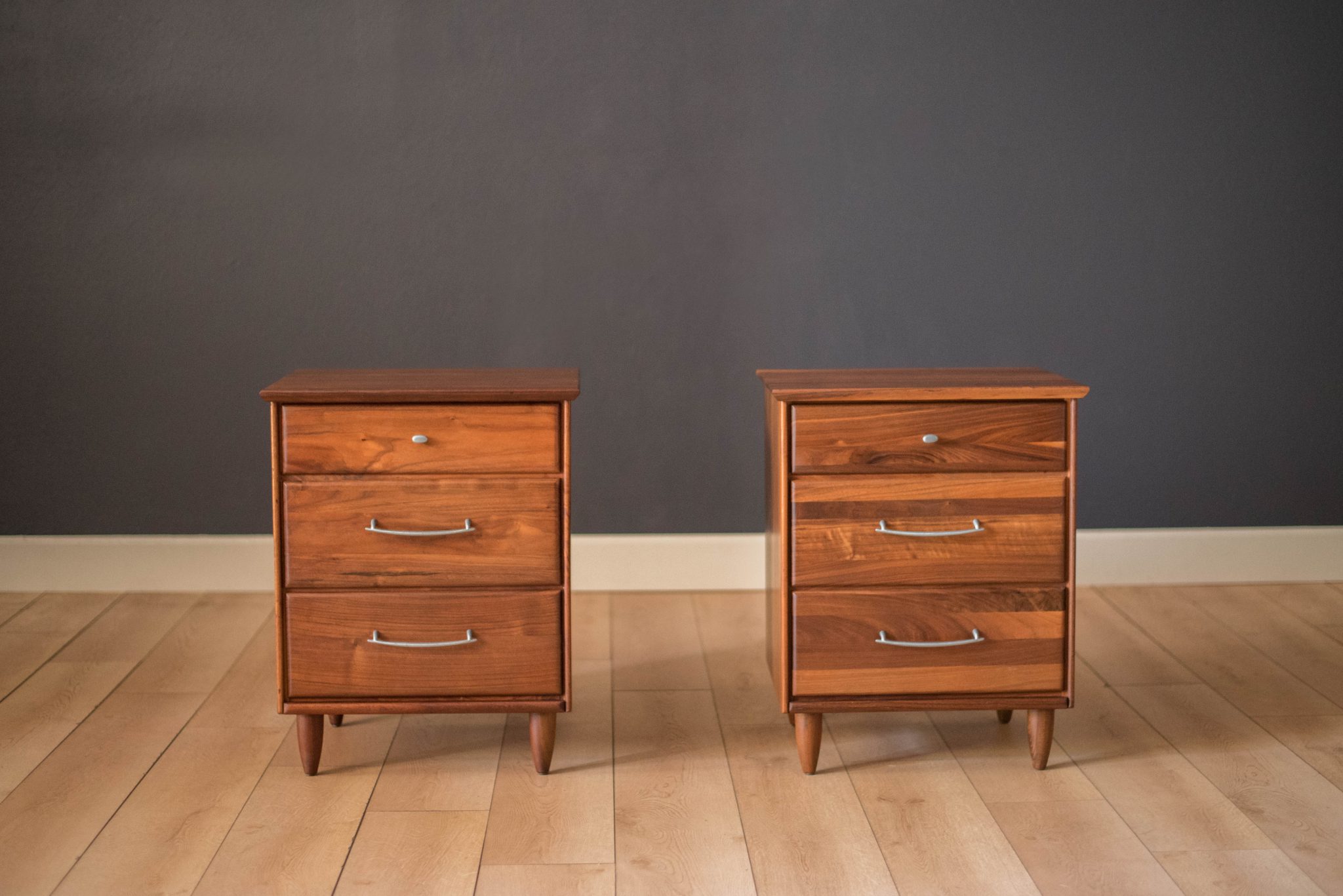 Vintage Pair of Solid Walnut Nightstands by Ace-Hi - Mid Century Maddist