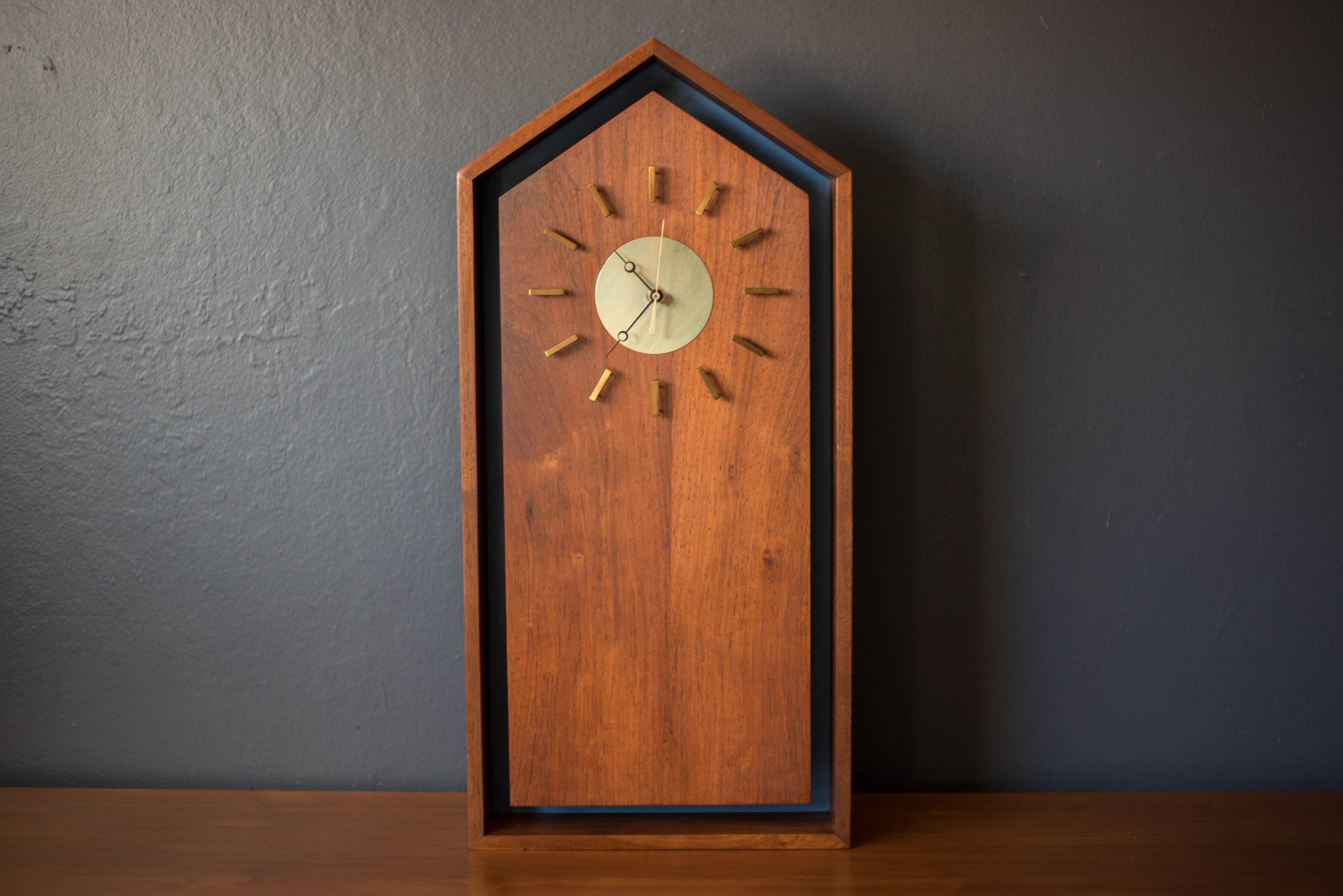 Mid Century Modern Howard Miller Walnut Clock by Arthur Umanoff - Mid