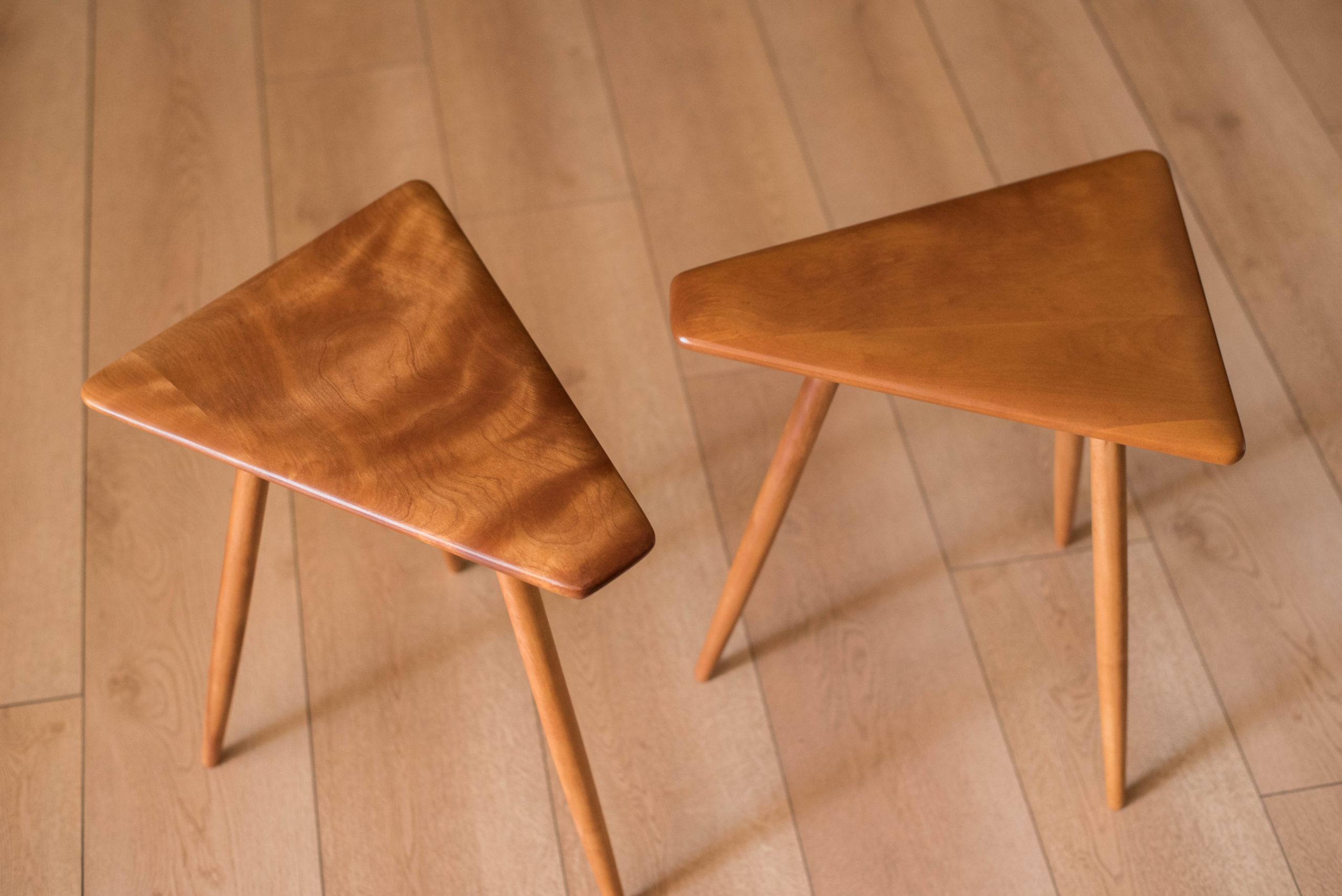 Pair of Mid Century Modern Solid Maple End Tables by H.T. Cushman Mid