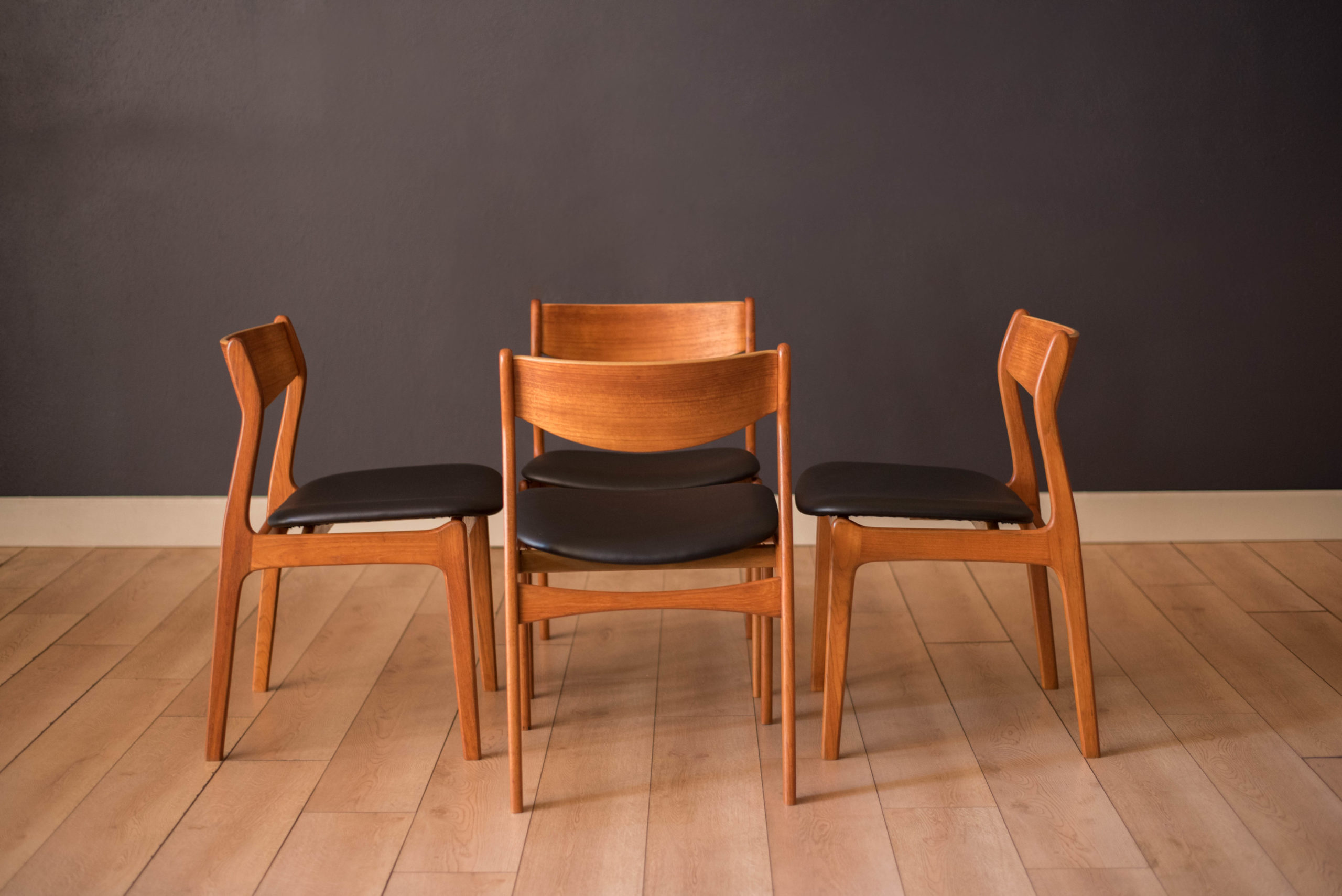 Danish Modern Set of Four Farso Stolefabrik Teak Dining Chairs by P.E