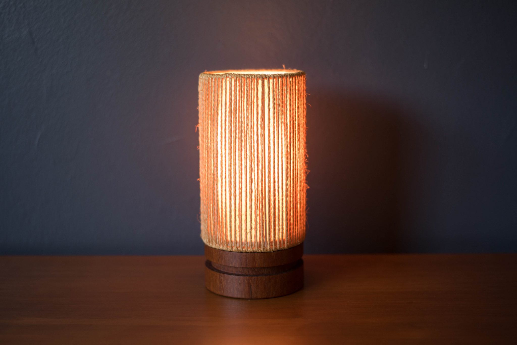 Danish Fog &amp; Mørup Teak Cylinder Lamp Mid Century Maddist