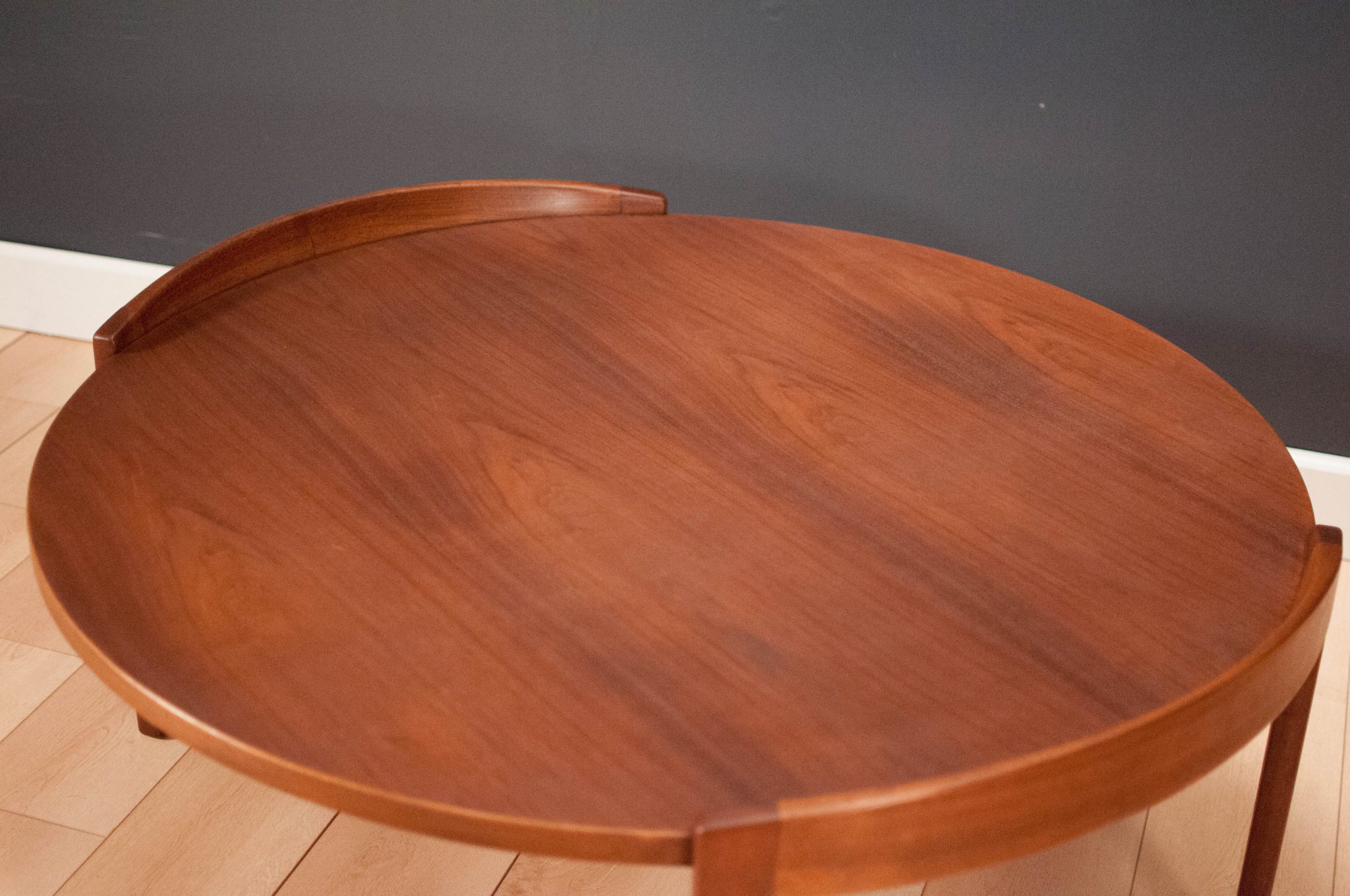 Jens Risom Round Walnut Coffee Table - Mid Century Maddist