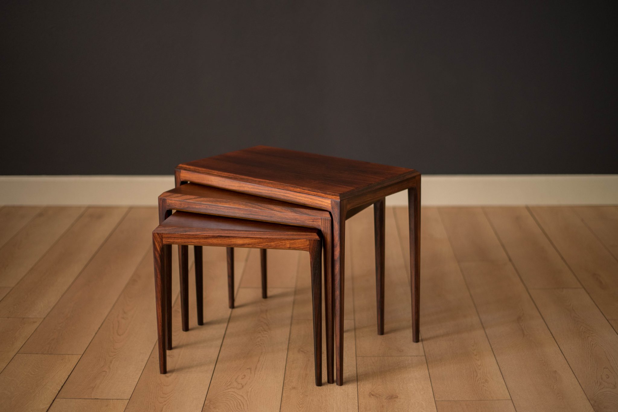 Vintage Danish Set of Three Rosewood Nesting End Tables by Johannes ...