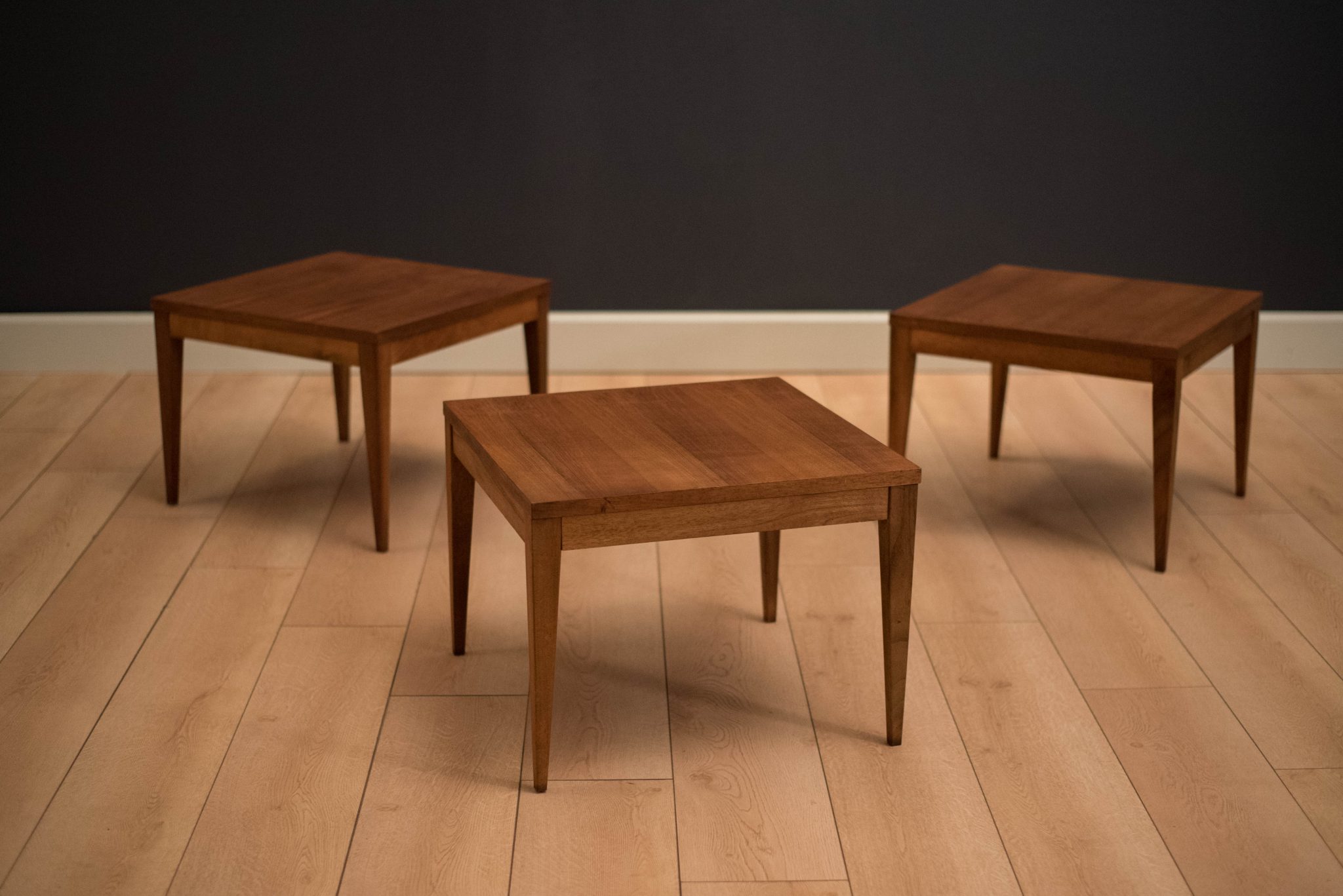 Mid Century Walnut Square End Tables - Mid Century Maddist