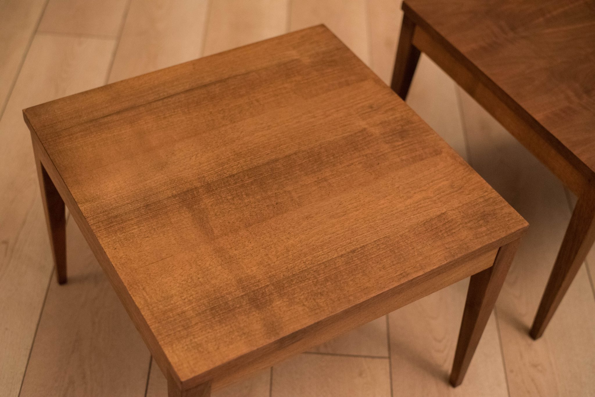 Mid Century Walnut Square End Tables - Mid Century Maddist