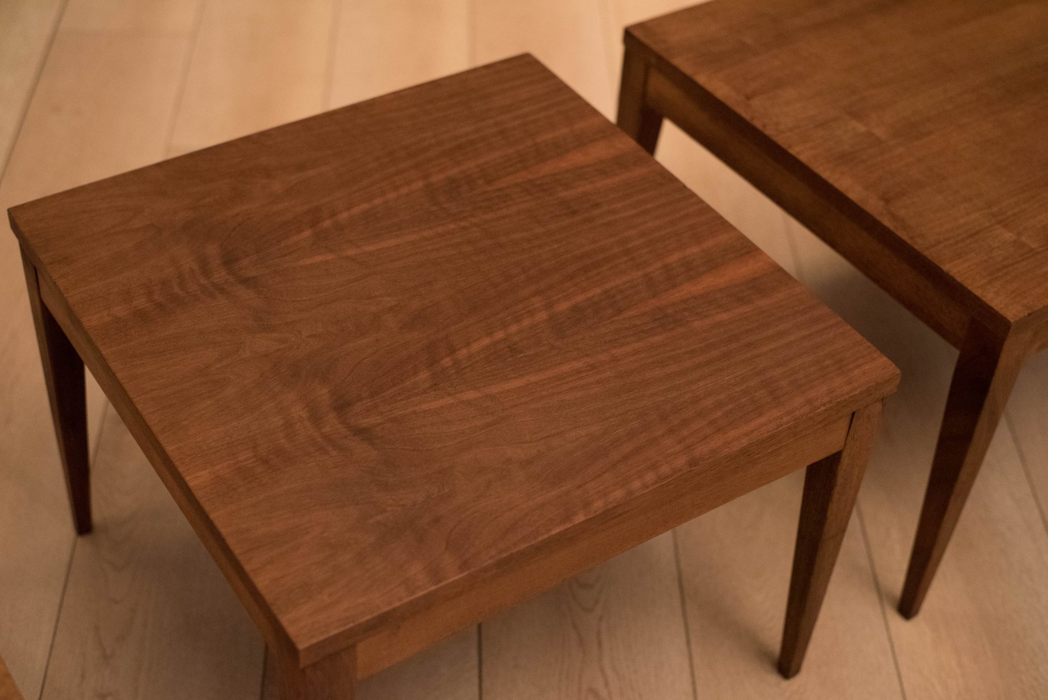 Mid Century Walnut Square End Tables - Mid Century Maddist