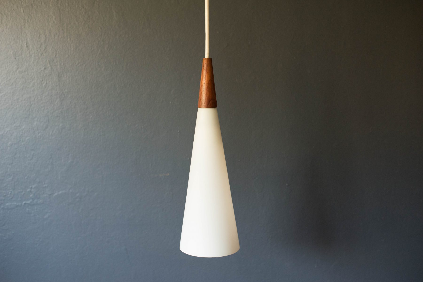 Vintage Danish White Glass Pendant Lamp by Holmegaard Mid Century Maddist